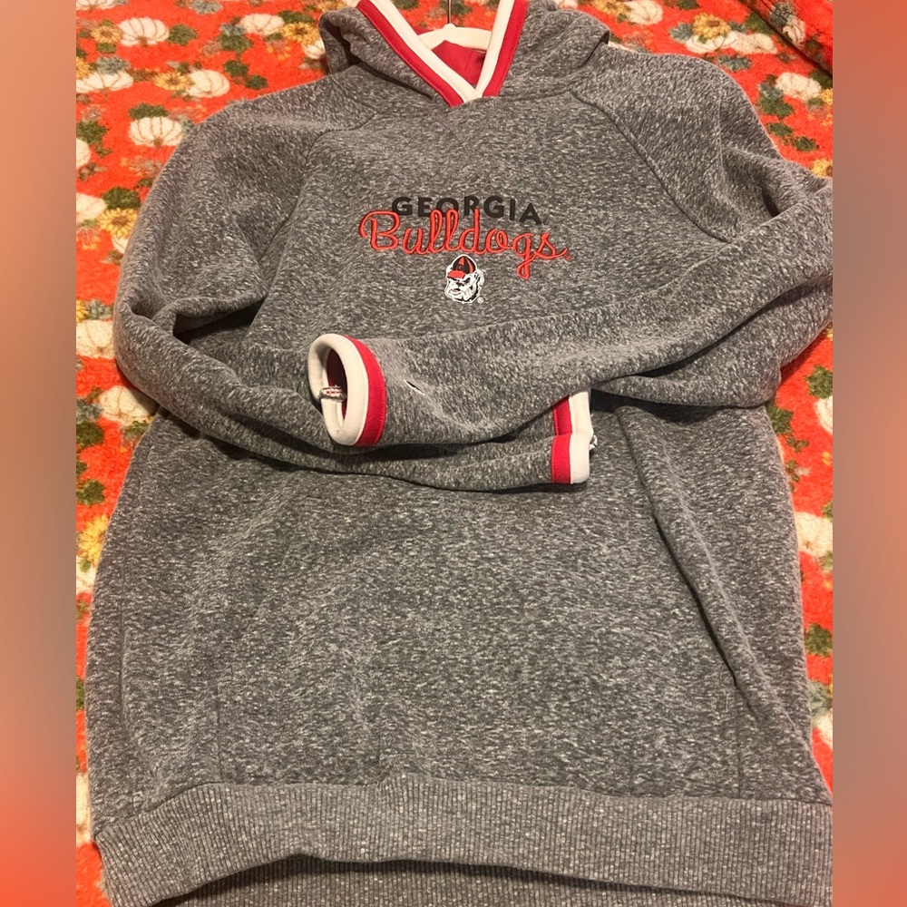 Champion Gray and Red Georgia Bulldogs Hoodie